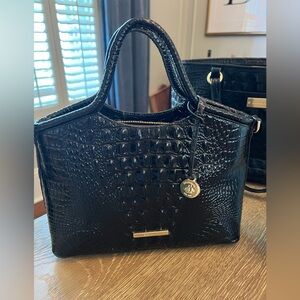 Brahmin black croc handbag
